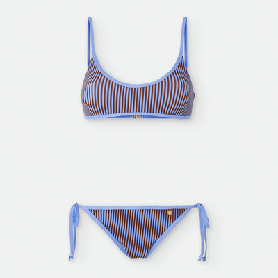 Bikini Teen Waterlemon Tiras Laterales Rayitas Azul