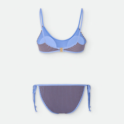 Bikini Teen Waterlemon Tiras Laterales Rayitas Azul
