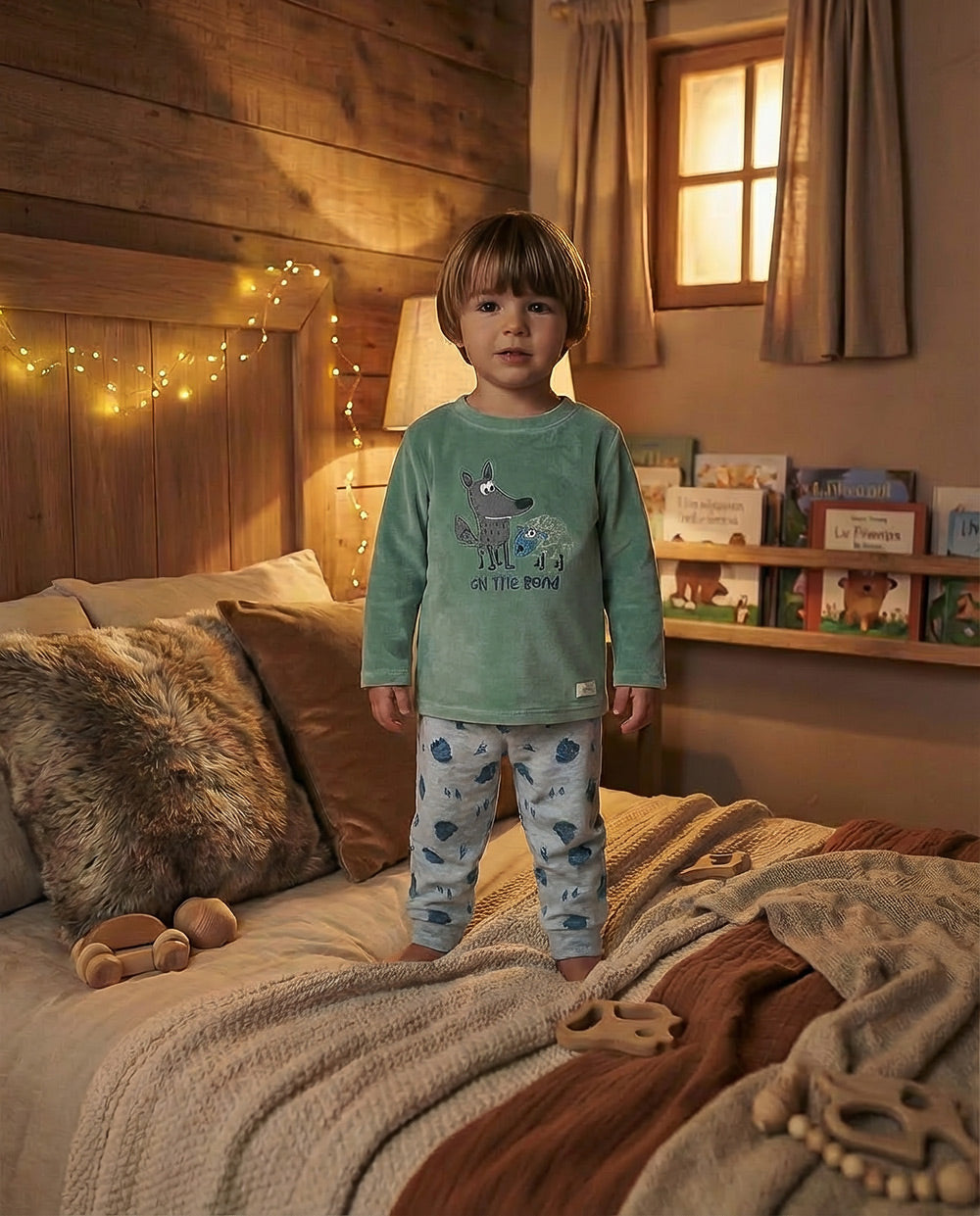 Pijama niño Waterlemon Fur & Wool Verde